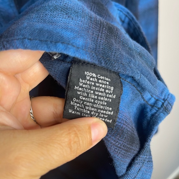 Rock & Republic Blue Black Plaid Flannel Haute Madre DIY Long Sleeve - Picture 8 of 8